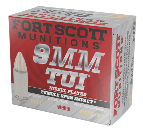 Fort Scott Munitions 9MM115SCVNIC Tumble Upon Impact (TUI)  9mmLuger 115gr Solid Copper Spun 20 Per Box/25 Case