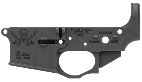 Spikes STLS016 Calico Jack Stripped Lower Receiver Multi-Caliber 7075-T6 Aluminum Black Anodized for AR-15