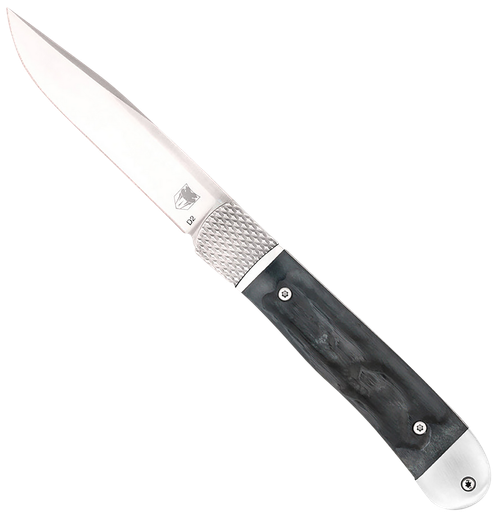 CobraTec Knives CTTHRBLK Trapper Hidden Release 3.12" OTS Drop Point Plain Satin D2 Steel Blade, 4.25" Black Bone Scales Handle