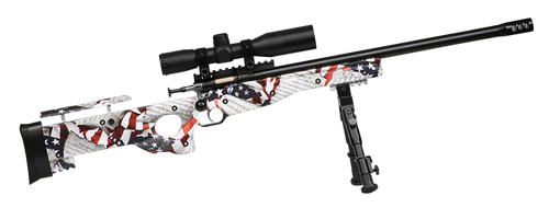 Crickett KSA2153 Precision Complete Package 22 LR 1rd 16.12" Blued American Flag & Amendment Fixed Thumbhole Stock Right Hand (Youth)