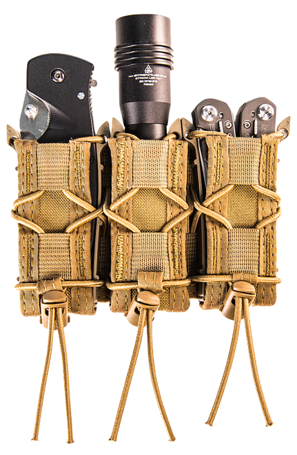 High Speed Gear 11PT03CB TACO Mag Pouch Triple Coyote Brown Nylon MOLLE Belts 2" Wide Compatible w/ Pistol