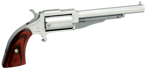 North American Arms 18604 1860 The Earl *CA Compliant 22 WMR 5 Shot 4" Stainless Steel Barrel, Frame & Cylinder, Rosewood Boot Grip, Exposed Hammer