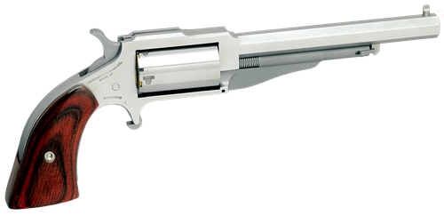 North American Arms 18604 1860 The Earl *CA Compliant 22 WMR 5 Shot 4" Stainless Steel Barrel, Frame & Cylinder, Rosewood Boot Grip, Exposed Hammer