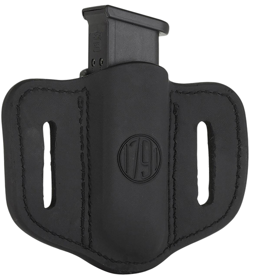 1791 Gunleather MAG12SBLA MAG1.2 Single Mag Holster Stealth Black Leather Belt Slide Compatible w/ Double Stack Ambidextrous