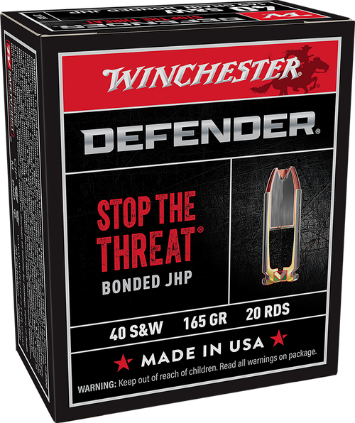 Winchester Ammo S40SWPDB Defender  40S&W 165gr Bonded Jacket Hollow Point 20 Per Box/10 Case