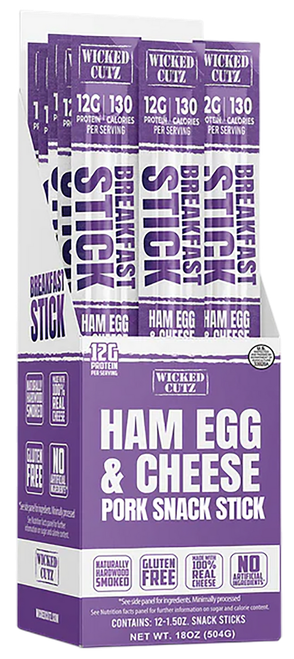 Wicked Cutz WCBR12HEC Ham Egg & Cheese Breakfast Sticks  12 Pack