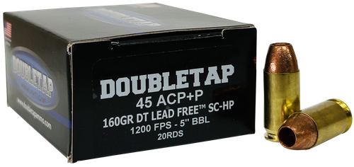 DoubleTap Ammunition 45A160XM   45ACP 160gr Lead Free Hollow Point 20 Per Box/50 Case