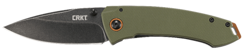 CRKT 2520 Tuna  3.22" Folding Plain Stonewashed 8Cr14MoV SS Blade Black/Green G10/SS Handle Includes Pocket Clip