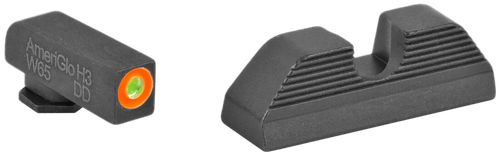 AmeriGlo GL353 Protector Sight Set for Glock  Green Tritium Orange Outline Front Sight-Black Serrated Rear Sight