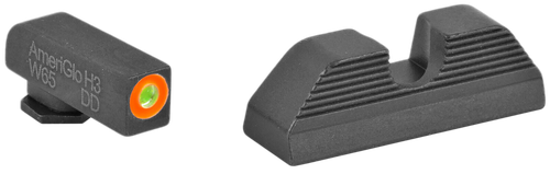 AmeriGlo GL353 Protector Sight Set for Glock  Green Tritium Orange Outline Front Sight-Black Serrated Rear Sight