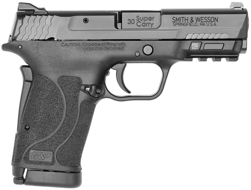 Smith & Wesson 13459 M&P M2.0 Shield EZ Micro-Compact Frame 30 Super Carry 10+1, 3.67" Black Armornite Stainless Steel Barrel & Serrated Slide, Matte Black Polymer Frame w/Picatinny Rail, Grip Safety