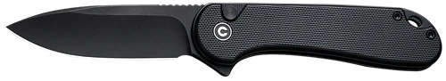 Civivi Knives C18062P-1 Elementum II  EDC 2.96" Folding Drop Point Plain Black Stonewashed Nitro-V Steel Blade, Black Textured G10 Handle