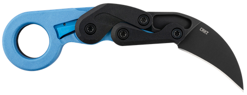 CRKT 4041B Provoke  2.47" Folding Hawkbill Plain Black Stonewashed 4116 Stainless Steel Blade/Blue Metallic Grivory Handle
