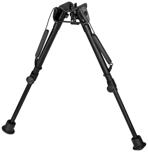 Harris Bipods 1A2-L2 Non-Swivel L Swivel Stud, 9-13", Black Steel/Aluminum, Self Leveling Legs, Rubber Feet (No Sling Stud Provision)