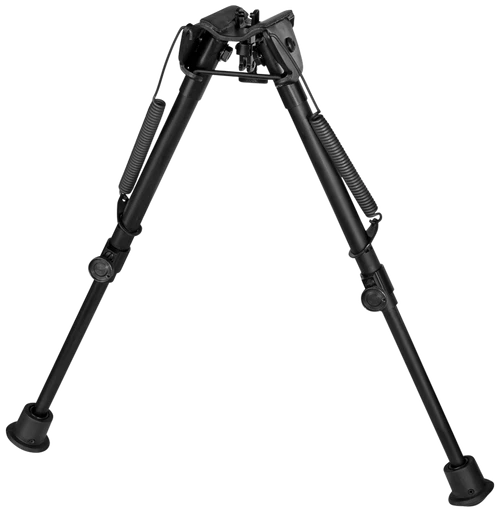 Harris Bipods 1A2-L2 Non-Swivel L Swivel Stud, 9-13", Black Steel/Aluminum, Self Leveling Legs, Rubber Feet (No Sling Stud Provision)