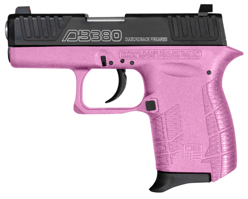 Diamondback DB0100E112 DB380 Gen4 Micro-Compact Frame 380 ACP 6+1, 2.80" Stainless Steel Barrel, Nickel Boron Serrated Stainless Steel Slide, Pink Polymer Frame w/Beavertail & Grip