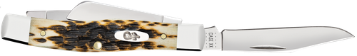 Case 00079 Stockman  Medium 2.57"/1.88"/1.76" Folding Clip/Sheepsfoot/Pen Plain Mirror Polished Chrome Vanadium Steel Blade/Peach Seed Jigged Amber Bone Handle