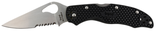 Spyderco BY01PSBK2 Byrd Harrier 2 Lightweight 3.36" Folding Part Serrated 3Cr13MoV SS Blade Black  Textured FRN Handle Includes Pocket Clip