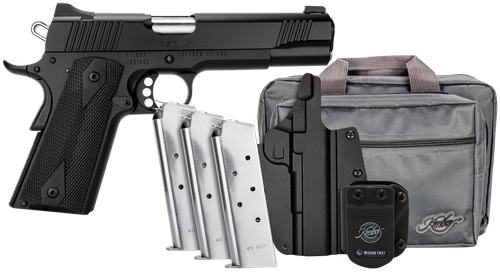 Kimber Mfg.,inc 3700812 Custom LW Club Bundle 45ACP 7+1 5" Front Serrations Stainless Slide KimPro Black F/S Rubber Grip