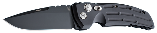 Hogue 34110 EX-A01  4" Folding Drop Point Plain Black Cerakote 154CM SS Blade/Matte Black w/Fluted texture Aluminum Handle