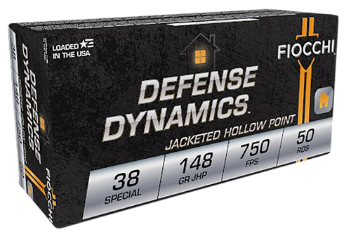Fiocchi 38E Defense Dynamics  38Special 148gr Jacketed Hollow Point 50 Per Box/20 Case