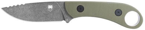 CobraTec Knives SD2DNSODGGEN2 Skinner Gen II 3.50" Fixed Plain Stonewashed D2 Steel Blade, 4.31" OD Green Textured G10 Scales Handle w/Finger Ring