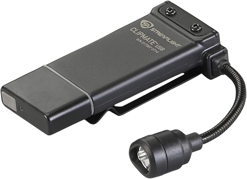 Streamlight 61126 ClipMate USB Clip-On Light  Black 0.2/0.5/10/70 Lumens White/Red LED
