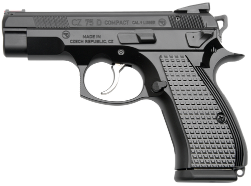 Cz Custom Shop 91048 CZ 75 D PCR Compact Frame 9mm Luger 15+1 3.90" Steel Barrel Black, Serrated Black Slide, Polycoat Aluminum Frame w/Beavertail, Black Checkered Aluminum Grip