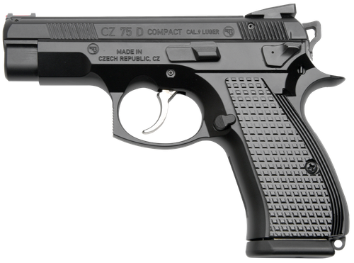 Cz Custom Shop 91048 CZ 75 D PCR Compact Frame 9mm Luger 15+1 3.90" Steel Barrel Black, Serrated Black Slide, Polycoat Aluminum Frame w/Beavertail, Black Checkered Aluminum Grip