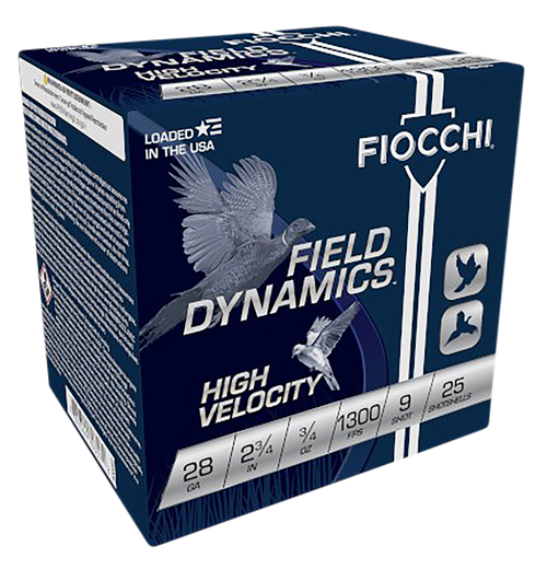 Fiocchi 28HV9 Field Dynamics High Velocity 28Gauge 2.75" 3/4oz 9Shot 25 Per Box/10 Case