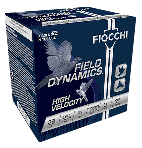 Fiocchi 28HV9 Field Dynamics High Velocity 28Gauge 2.75" 3/4oz 9Shot 25 Per Box/10 Case