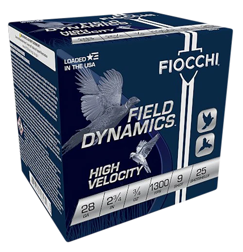 Fiocchi 28HV9 Field Dynamics High Velocity 28Gauge 2.75" 3/4oz 9Shot 25 Per Box/10 Case