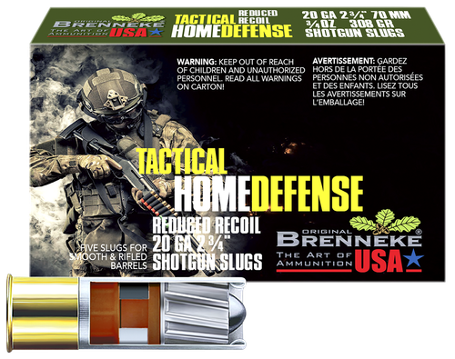 Brenneke SL202THD THD Home Defense 20Gauge 2.75" 3/4oz Slug Shot 5 Per Box/50 Case