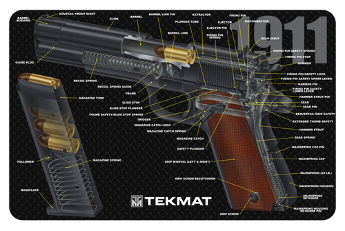 TekMat TEKR171911CA  Cleaning Mat Multi-Color Rubber 11"x17" 1911 3D Cutaway