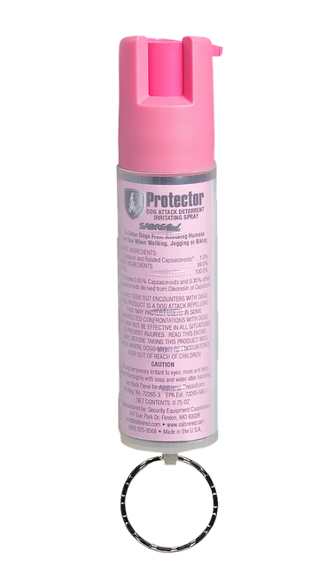 Sabre SRPNBCPKR02 Dog Spray  Capsaicin Range 12 ft 0.75 oz Pink Includes Key Ring