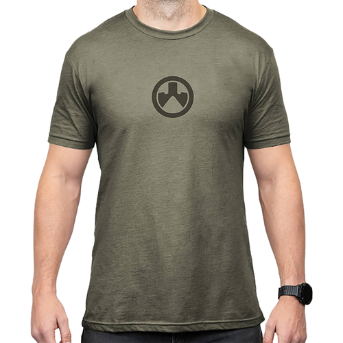 Magpul MAG1115-317-S Icon Logo  Olive Drab Heather Cotton/Polyester Short Sleeve Small