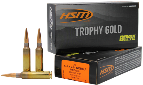 HSM 65X284140VLD Trophy Gold Extended Range 6.5x284 Norma 140 gr Berger Hunting VLD Match 20 Per Box/ 20 Case