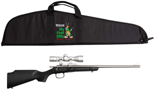 Crickett KSA2245BSC My First Rifle Package 22 S/L/LR Single Shot 16.10" Stainless Steel Barrel & Receiver, Black Synthetic Fixed Stock, 4x32 Scope