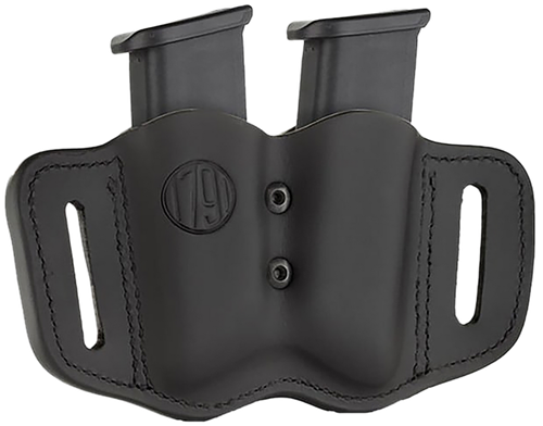 1791 Gunleather MAGF22SBLA MAG-F Double Mag Holster Stealth Black Leather Belt Slide Compatible w/ Double Stack Ambidextrous