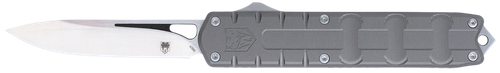 CobraTec Knives CTEGRYM390DNS Enforcer  3.25" OTF Drop Point Plain M390 Steel Blade/Gray Aluminum Handle