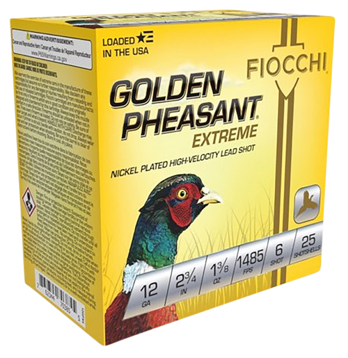 Fiocchi 12GPX6 Golden Pheasant Extrema 12Gauge 2.75" 1 3/8oz 6Shot 25 Per Box/10 Case