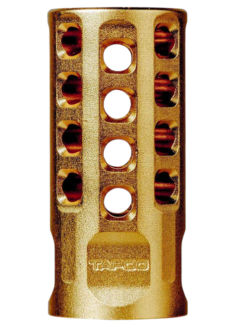 Tapco TAP22032  Muzzle Brake Gold Anodized Aluminum 1/2"x28 Threads 2" OAL .920" Diameter 22LR