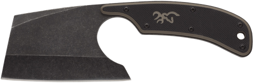 Browning 3220322 Cutoff Camp 2.50" Fixed Cleaver Plain Black Black Oxide Stonewashed 9Cr14MoV SS Blade, Black/Tan G10 Handle