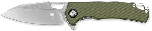 CobraTec Knives CTCLNHRBLK Wolverine  3.12" OTF Drop Point Plain Satin TiCN D2 Steel Blade, 4.25" Green Textured G10 Handle