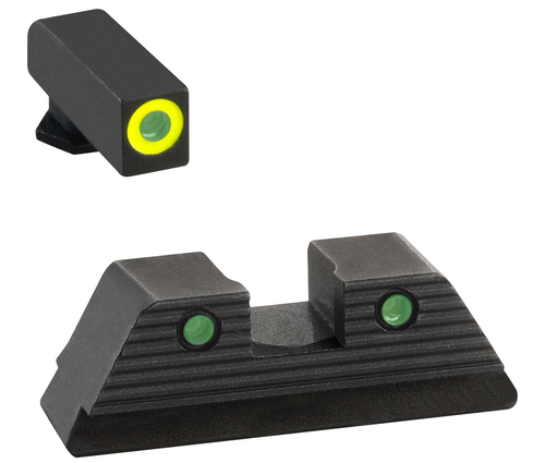 AmeriGlo GL821 Trooper Sight Set for Glock  Green Tritium LumiGreen Outline Front Sight-Green Tritium Black Outline Rear Sight