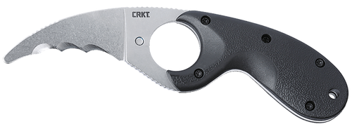 CRKT 2511 Bear Claw  2.39" Fixed Hawkbill Veff Serrated Stonewashed AUS-8A SS Blade, Black Textured GRN Handle