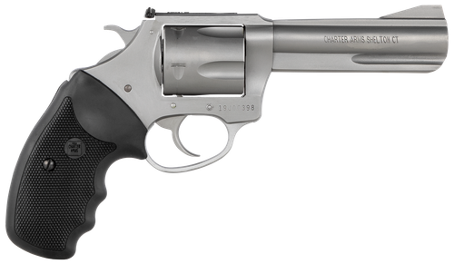 Charter Arms 79942 Pitbull  Large 9mm Luger 5 Shot 4.20" Matte Stainless Steel Barrel, Cylinder & Frame w/Black Finger Grooved Rubber Grip