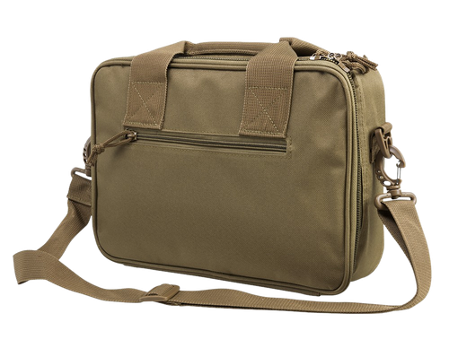 NcStar CPDX2971T VISM Double Pistol Range Bag w/ Mag Pouches Loop Fasteners Zippers Padding & Tan Finish