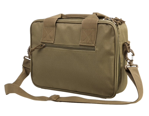 NcStar CPDX2971T VISM Double Pistol Range Bag w/ Mag Pouches Loop Fasteners Zippers Padding & Tan Finish