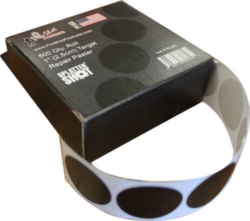 Pro-Shot PR500 SplatterShot Repair Pasters Black 1" Self-Adhesive 500 Per Roll